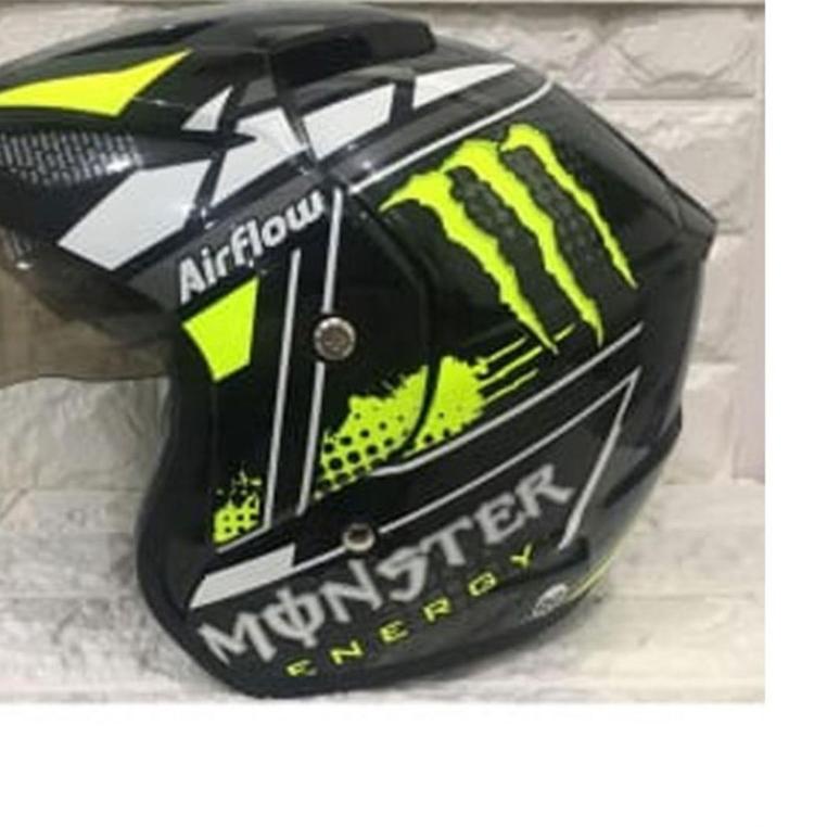 Helm Motor SNI Monster BXP Ori Hitam - KUNING