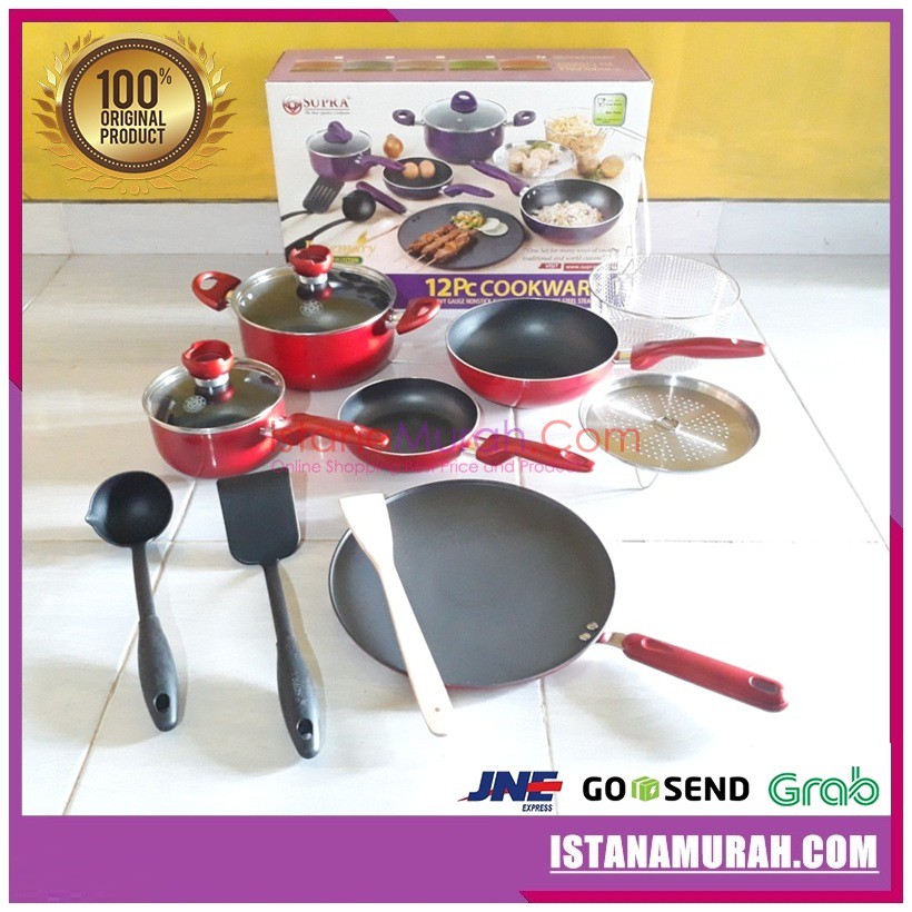 PANCI SUPRA SET 12 PC TEFLON / WAJAN Anti lengket 12PC ...