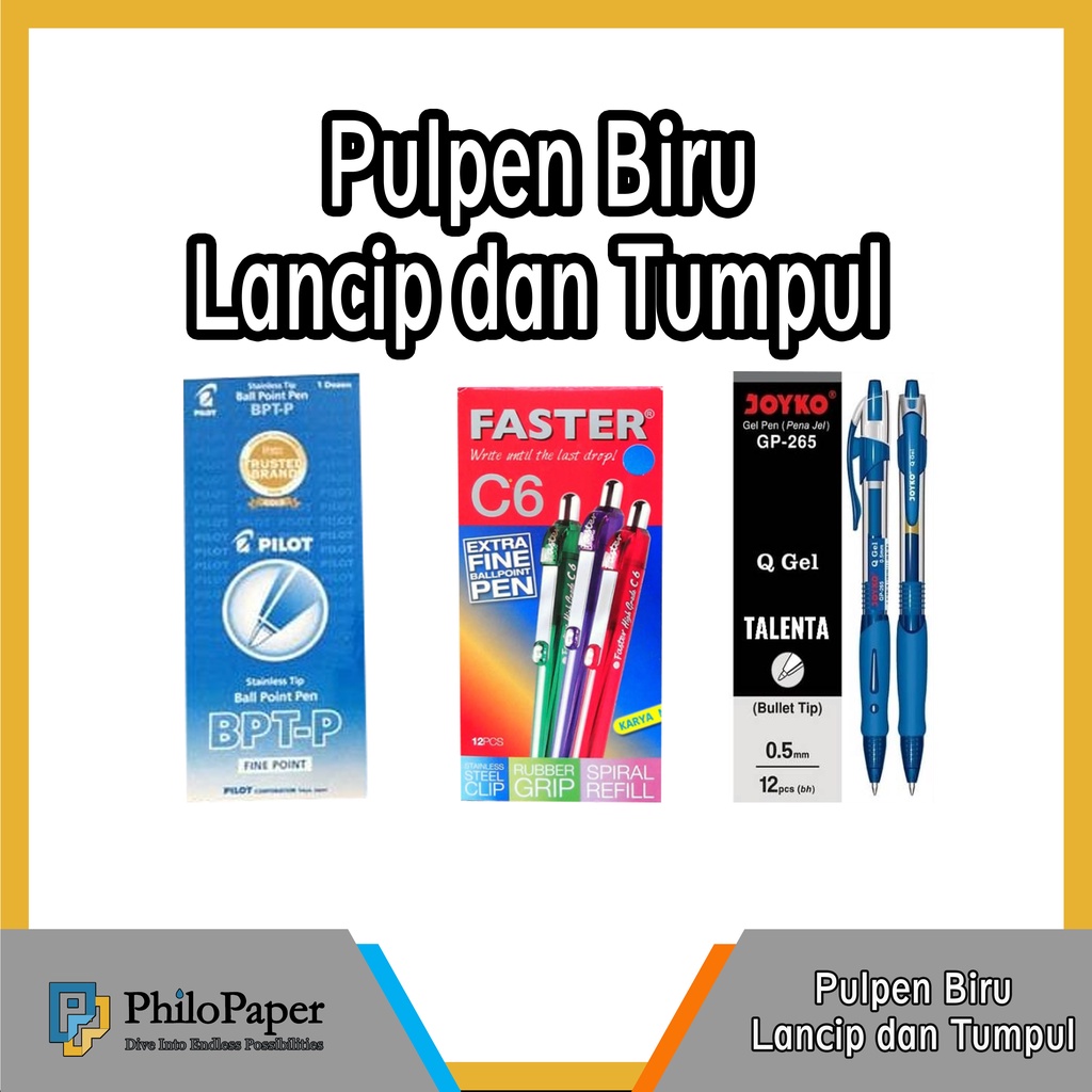 

ATK ~ ( ECER ) Pulpen [ BIRU ] Gel Lancip & Tumpul