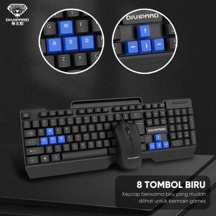 Bundle Keyboard Mouse Combo Kabel USB 2.0 Divipard  MK350 Anti Air Docking