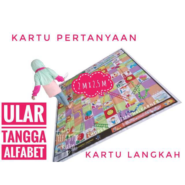 [2 m x 2,5 m] Ular Tangga Alfabet Ukuran M Karpet Jumbo Raksasa
