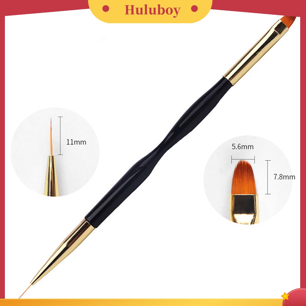 Huluboy Huluboy♡ 3pcs Pen Brush Nail Art Akrilik Bulat Datar Untuk Menggambar Garis Manicure