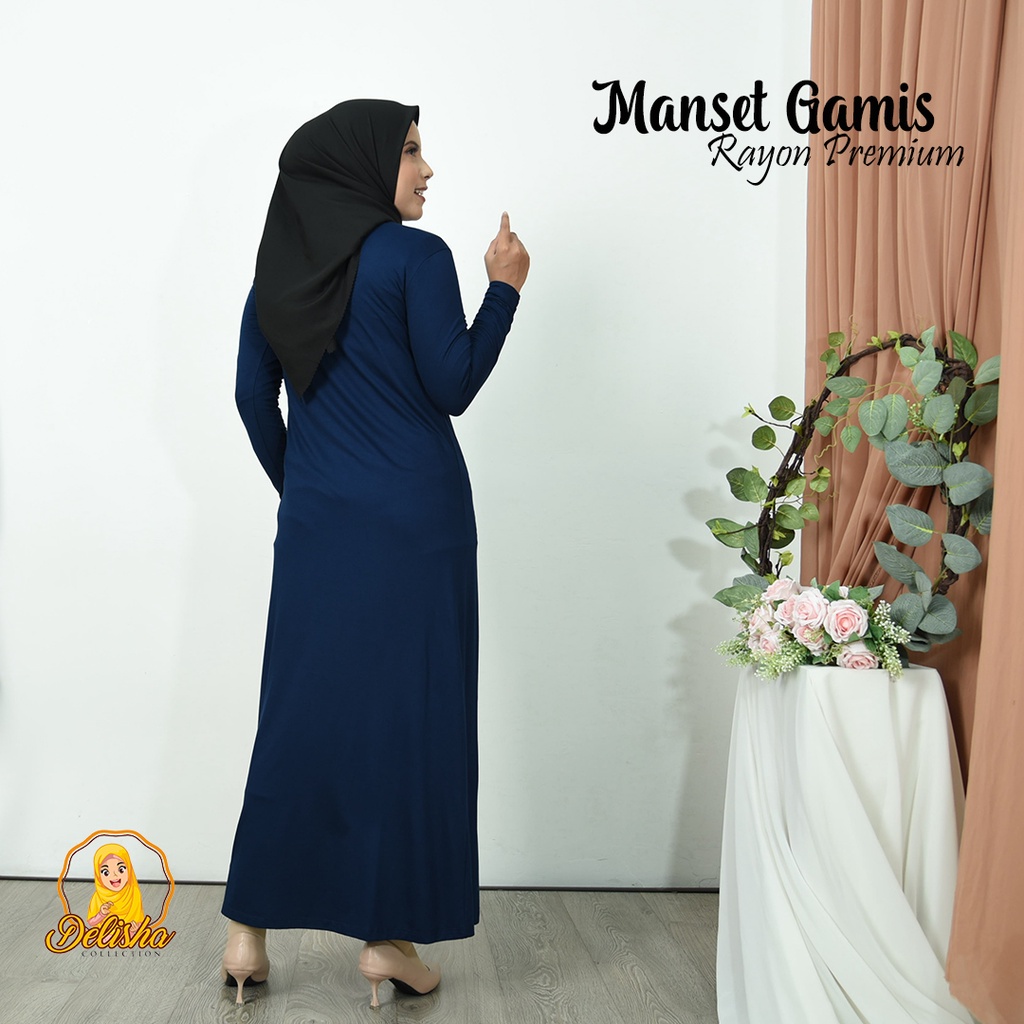 Inner Dress Lengan Panjang Rayon Super Premium Standard &amp; Jumbo /Manset Gamis Kaos Rayon Dalaman Gamis