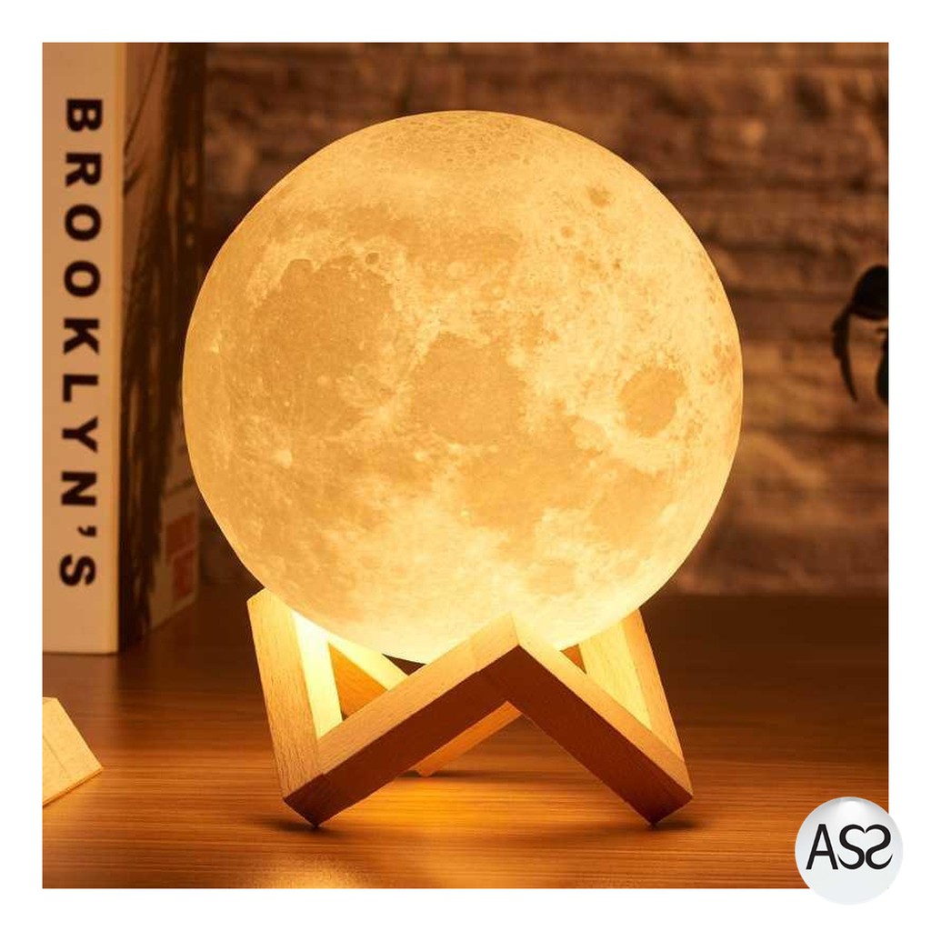 ASS Shop - RAMBERY Lampu Tidur 3D Printed Moon Night Light Lamp 12 cm - ROX-05