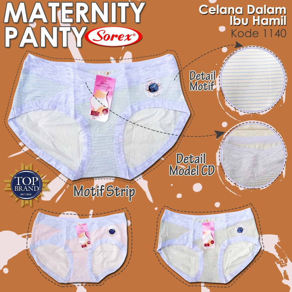 CD wanita HAMIL Sorex 1140 &amp; 1139 MATERNITY PANTY - Celana Dalam Ibu Hamil - Motif Strip Warna all Size