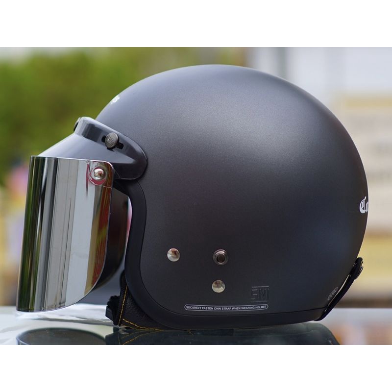 HELM BOGO RETRO DEWASA SNI KACA DATAR SILVER PELANGI