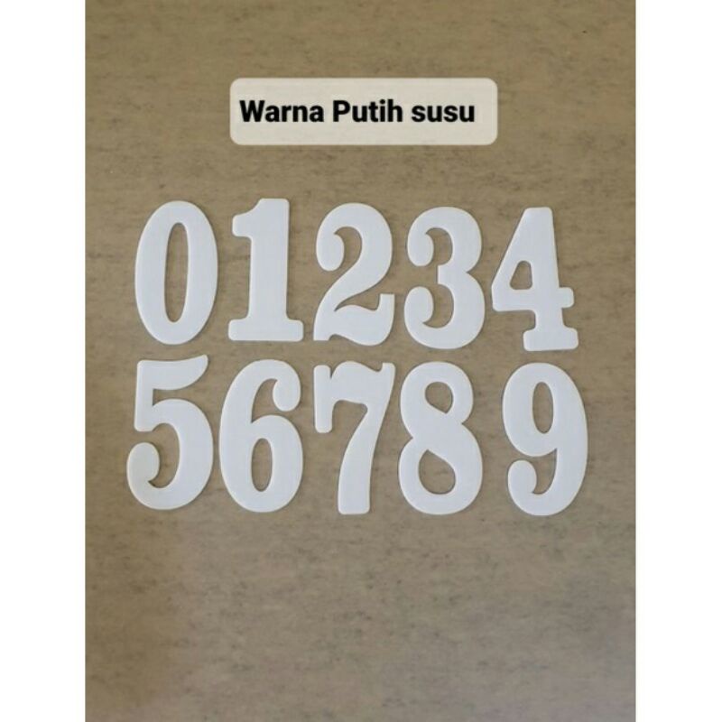 Nomor rumah angka Tinggi 11cm, Lebar 6cm (Mika akrilik)