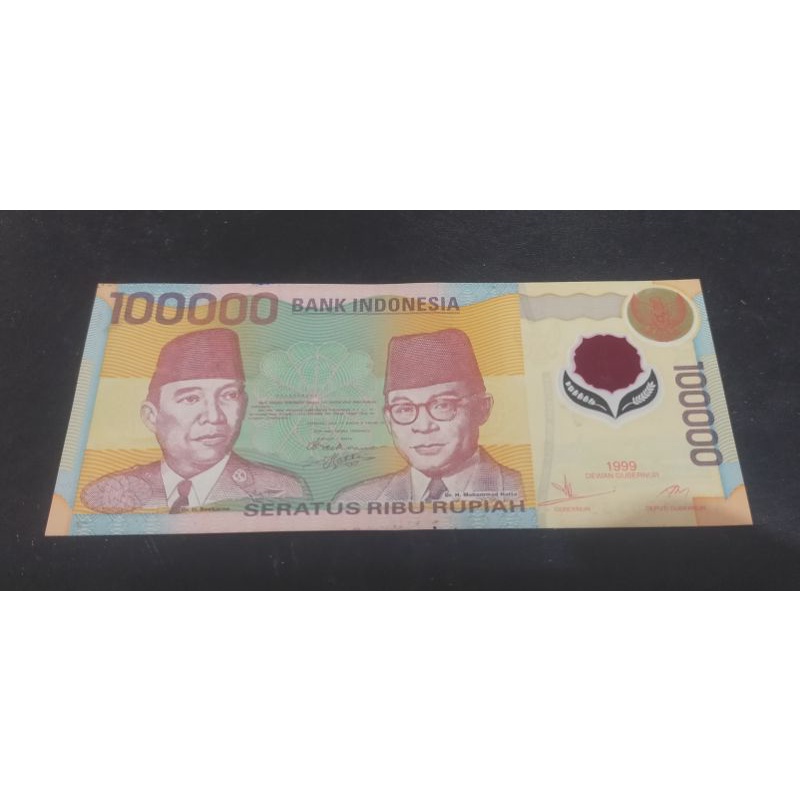uang kuno 100 ribu polymer atau plastik tahun 1999