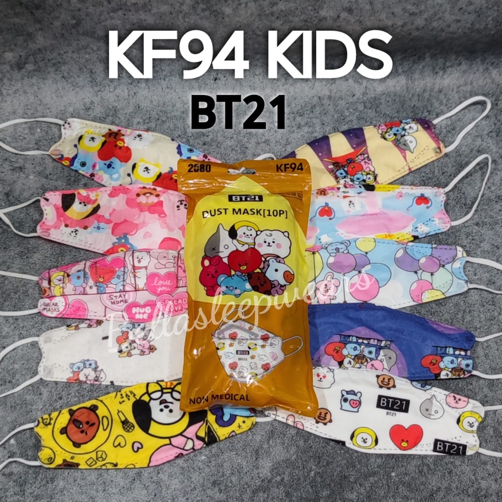 MASKER KF94 ANAK KIDS CHILD - MOTIF BTS BT21 MIX WARNA MOTIF