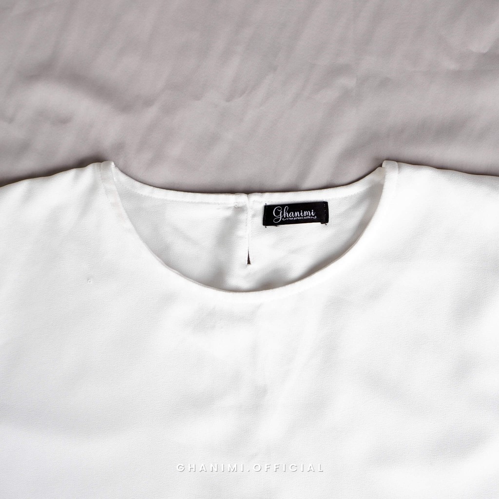 Ghanimi - Nazla Inner / atasan Basic Lengan Panjang / blus polos daily casual formal / blus simple lengan karet wudhu friendly / blus hitam putih polos