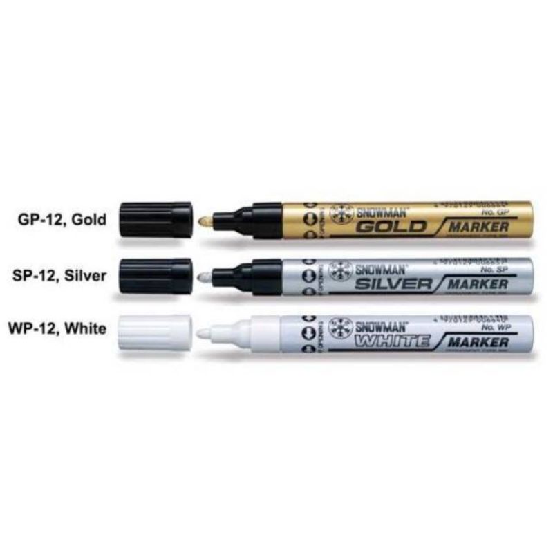 

Spidol Permanent SNOWMAN Paint Marker Medium/Fine/Extra Fine GOLD/SILVER/WHITE (1pc)