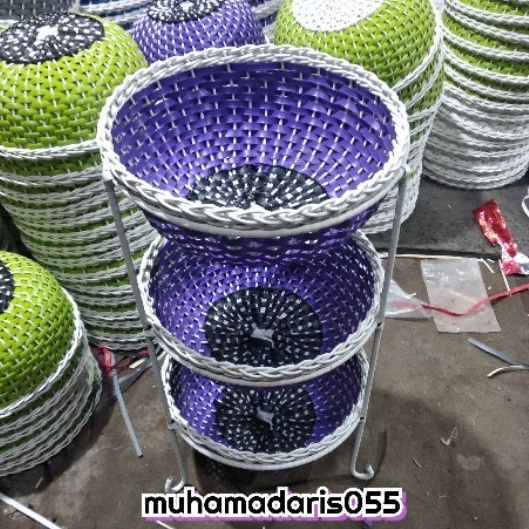 PROMO AKHIR TAHUN/RAK BAWANG SUSUN/RAK BUMBU DAPUR/WADAH BAWANG SUSUN  3 ROTAN SINTESIS FREE BUBBLE WRAP