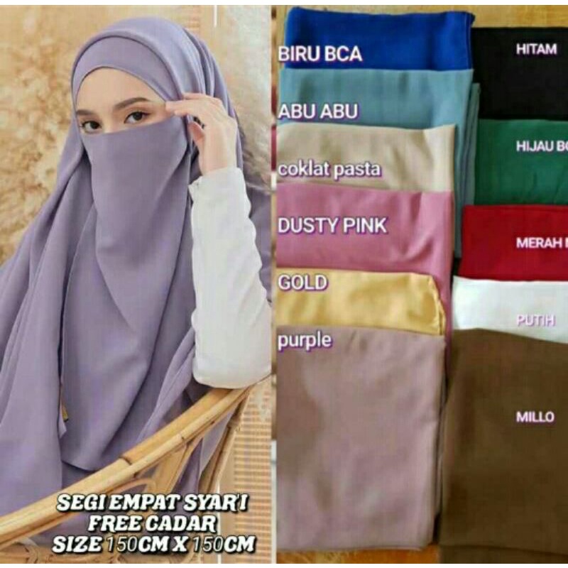 BELI 1 GRATIS 1 Pashmina Set Cadar - Segi Empat Kerudung Ceruty babydoll - Kerudung Jumbo Syari Mura