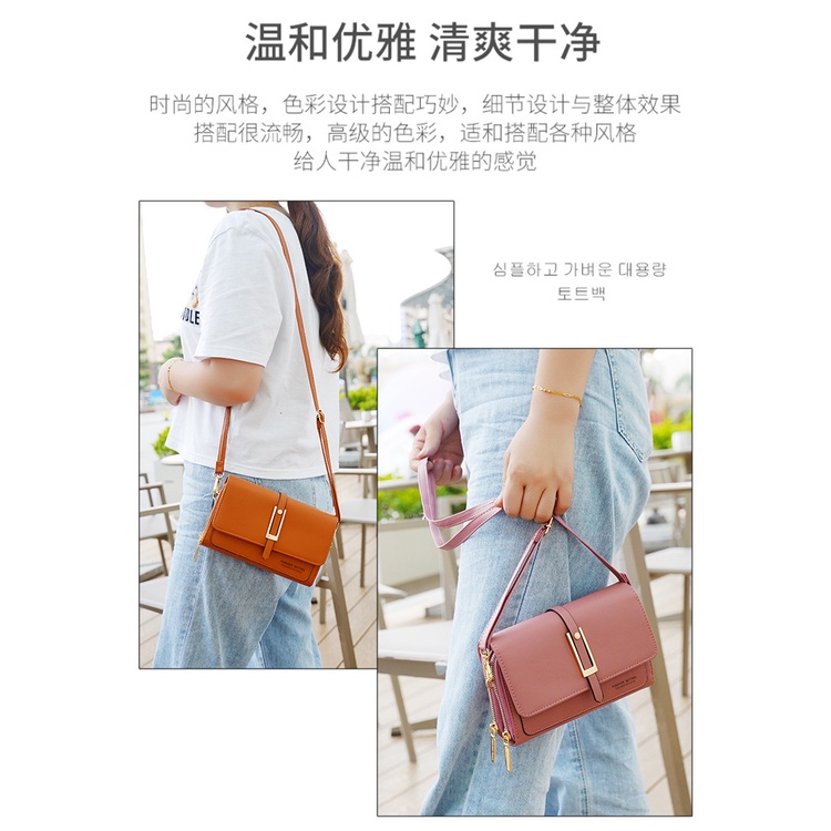 Tas Wanita Selempang Wanita Sling Bag Tas Korean Import Wanita Termurah Tas Bahu Tas Messenger Tas Tali Kulit Tas Kasual Cewek bahan PU Leather Premium 91.ID