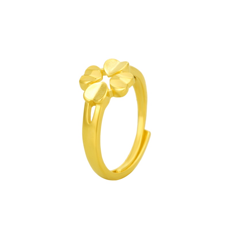 Cincin Desain Daun Clover Love 24k Gaya Korea Untuk Pasangan