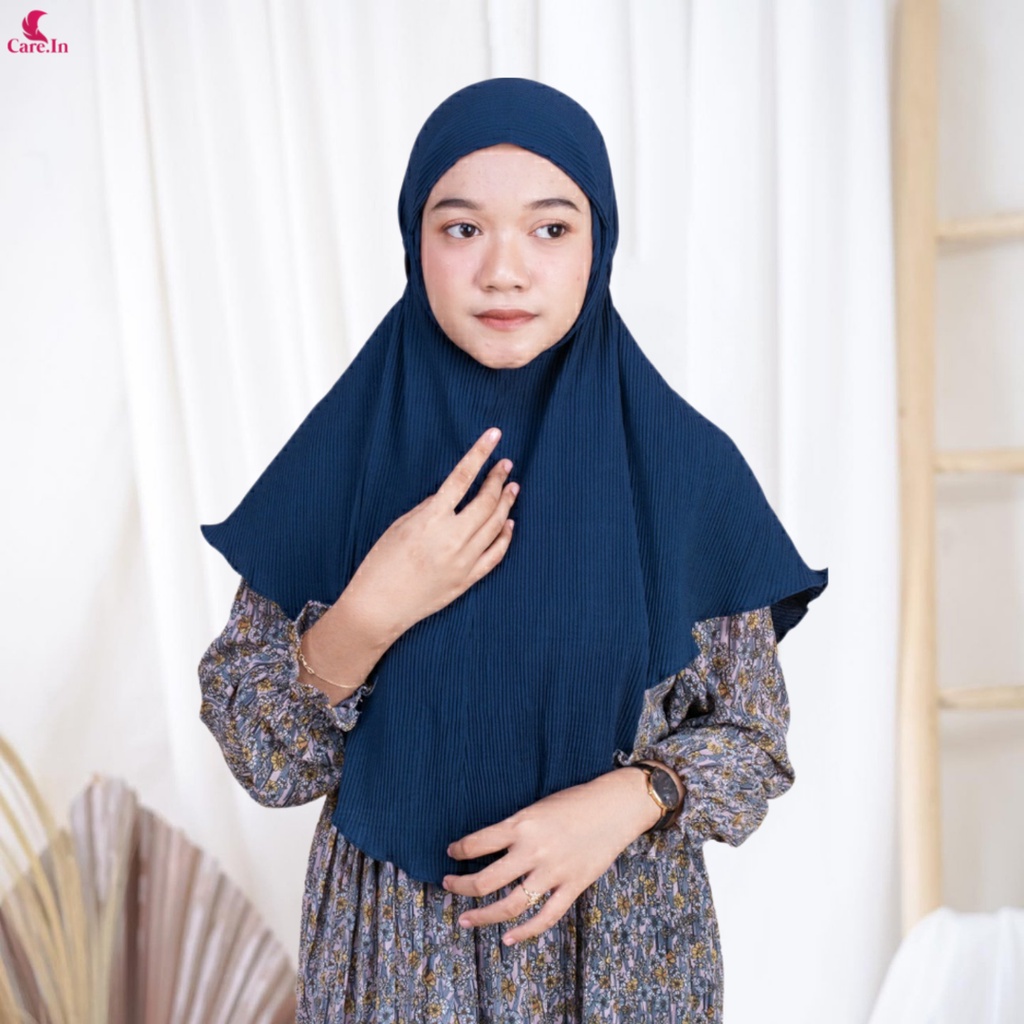 𝗖𝗮𝗿𝗲.𝗶𝗻 Bergo Maryam Instan Tali Full Plisket Lidi Diamond PREMIUM