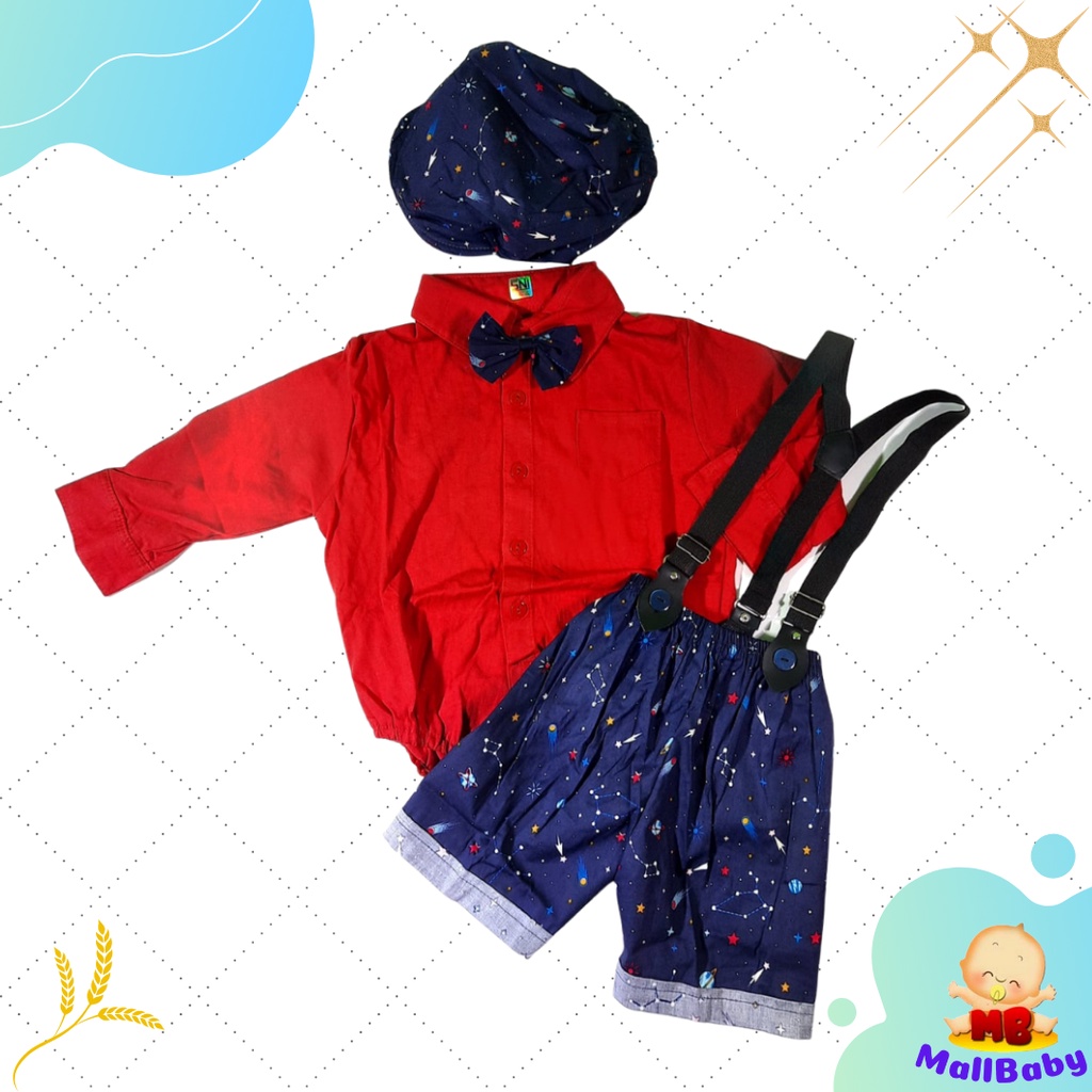 Baju Pesta Bayi Laki Laki 6-12 Bulan Setelan Jumper Kemeja Bayi Laki Laki 3-9 Bulan Topi Dasi Charlie