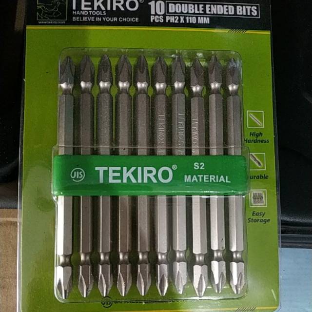 Double ended bits mata obeng dua sisi bolak balik panjang PH2 x 110mm 110 mm Tekiro