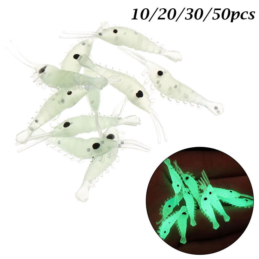 Nanas10 /20 /30/50pcs Luminous Udang Umpan Pancing Portabel Biomimetik Kreatif 3cm Kait Cacing Silikon