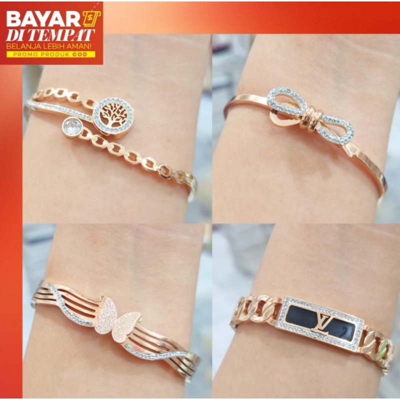 Gelang BANGKOK TITANIUM fashionable RoseGold perhiasan Anti Karat&amp;Anti Luntur elok menawan