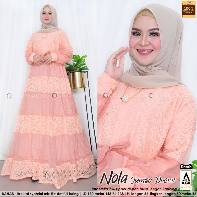 NEW NOLA DRESS JUMBO LD=130 PJ=138 #DRESS MUSLIM #DRESS MODRERN #DRESS KEKINIAN