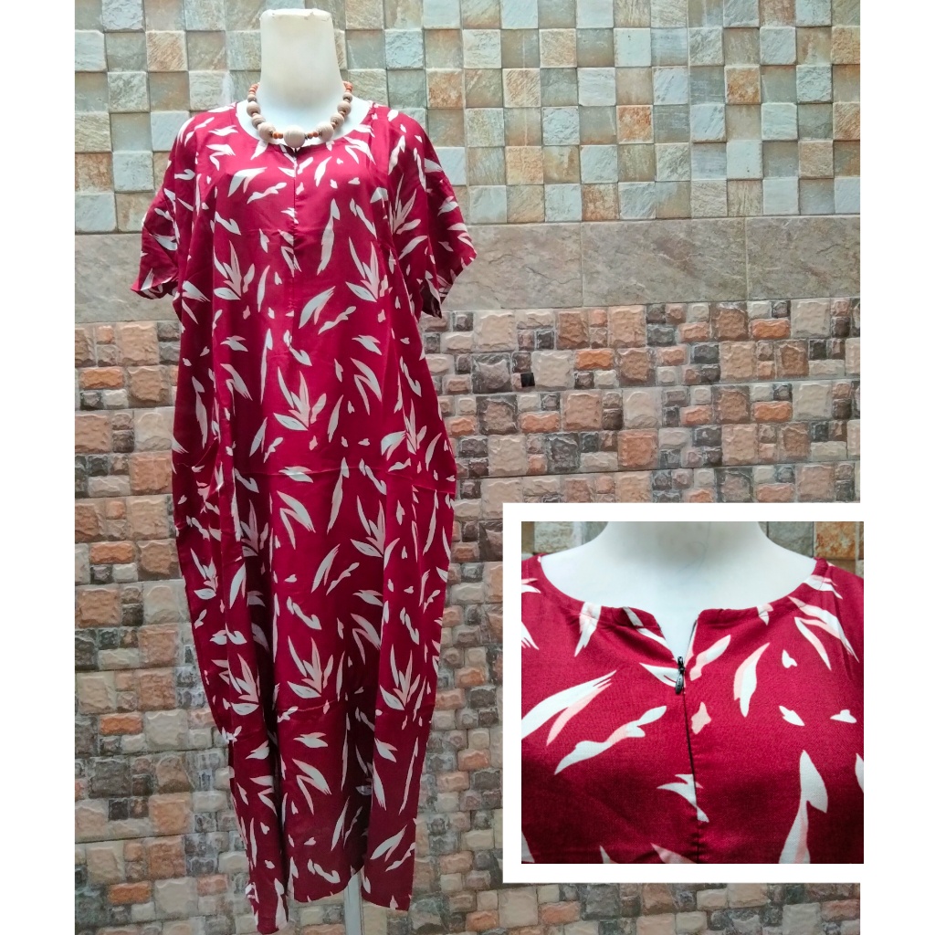 Daster Bali Loss resleting dan kancing JUMBO Uk-XXL | baju tidur | daster Panjang | pakaian wanita murah busui bukan model payung rayon bali-Foto 12-Resleting