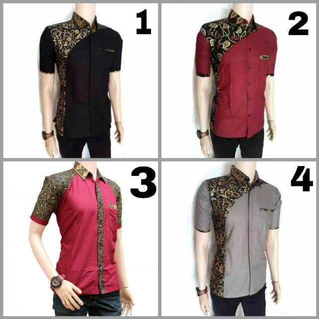 KAOS DISTRO JAKET PRIA // Diskon Batik HRB026 Kenongo Kemeja Tosca Pendek Pekalongan Padi M L X