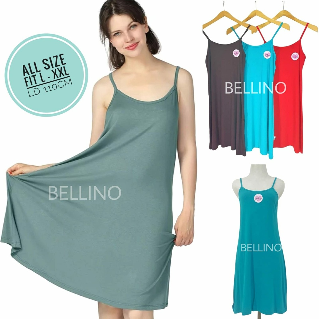 Tanktop Panjang Wanita Tentop Longdress Tali Kecil / Longdres Tunik Tali Kecil / Tanktop Midi Wanita Allsize Jumbo Fit XXL 3L Premium Banyak Pilihan Warna Longdress Muat Jumbo Super Soft Tanktop Tali Model Panjang Fit 3L Jumbo Strech Sleepdress