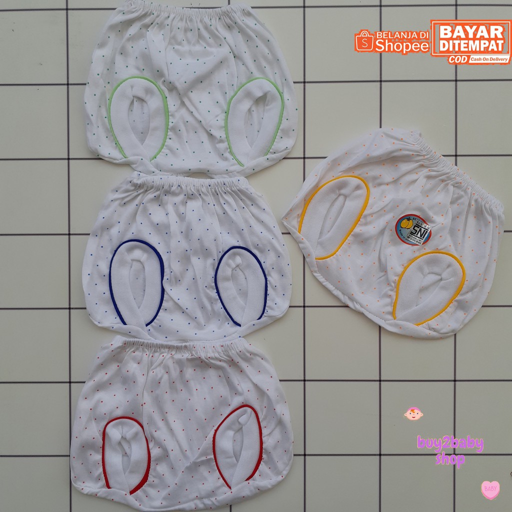 Celana pendek bayi model POP Delima 0-6 Bulan isi 3 PCS