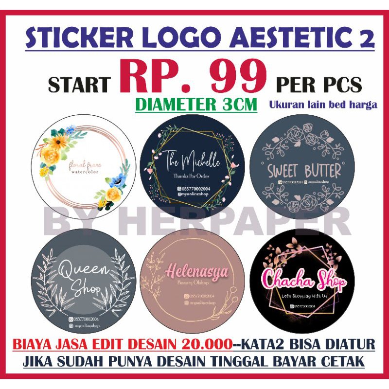 (TERMURAH Rp.99 MINIlM 200) PO STIKER AESTETIC kekinian .logo produk/OLSHOP. MAKANAN LOGO KEKINIAN-5