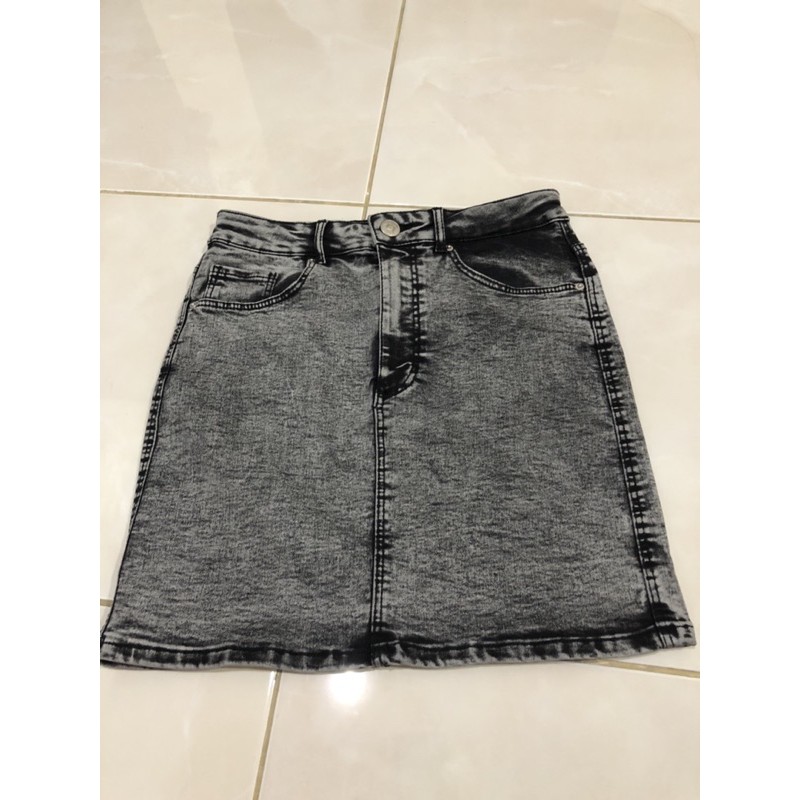 Washed Grey Denim Mini Skirt Zara Rok Jeans