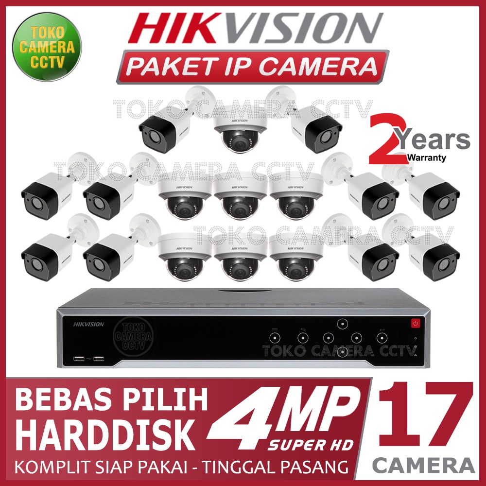 PAKET IP CAMERA HIKVISION 4MP 32 CHANNEL 17 KAMERA