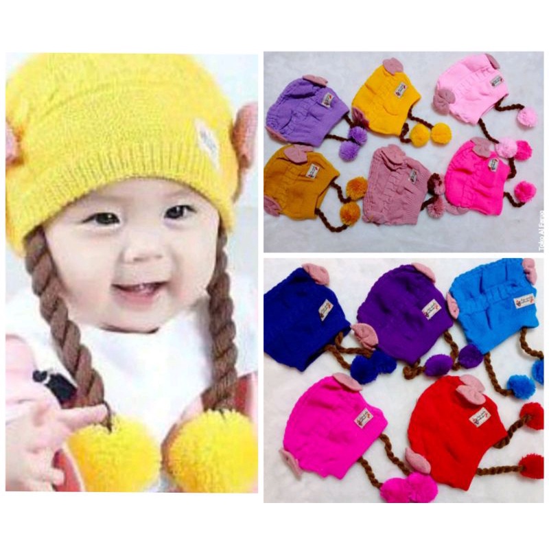 kupluk rajut tali kepang