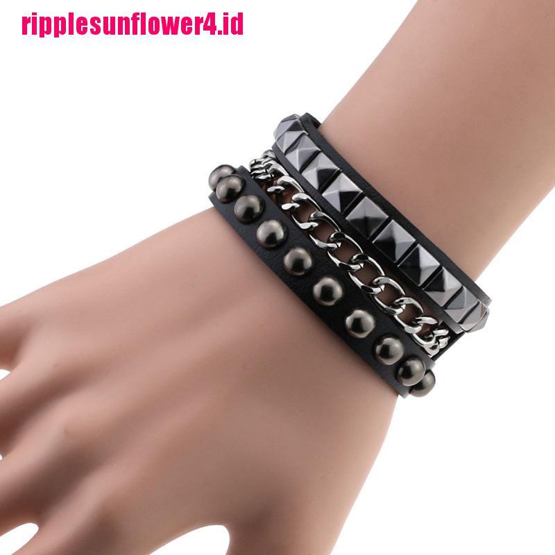 Rantai Multilayer Bahan Kulit Gaya Gothic Punk