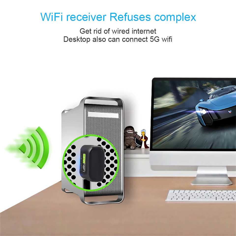 IDN TECH - EASYIDEA Mini USB WiFi Transmitter Receiver Dongle 600Mbps - WL4