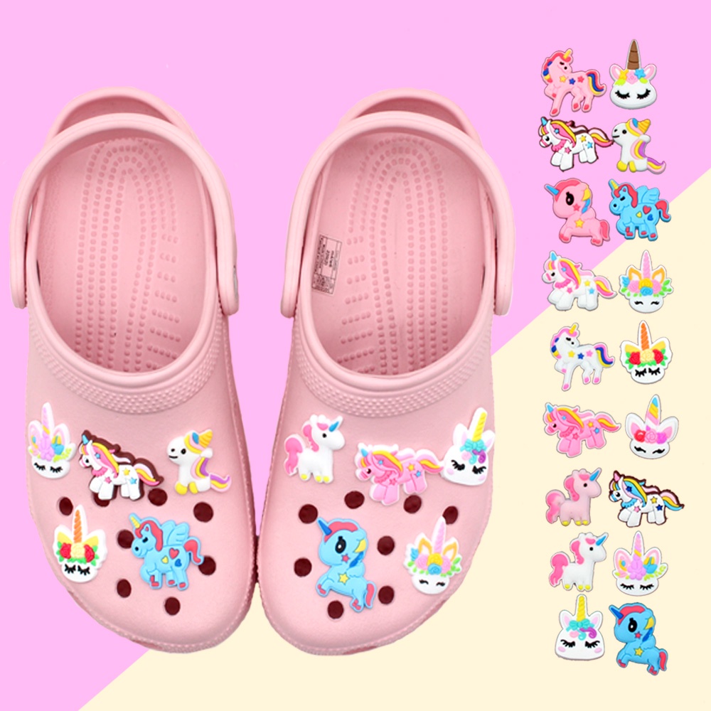 Kartun unicorn Jibbitz 1pcs shoe charms Crocs Pin imut anak decorate sandal Gesper DIY Dapat Dilepas accessories Hadiah