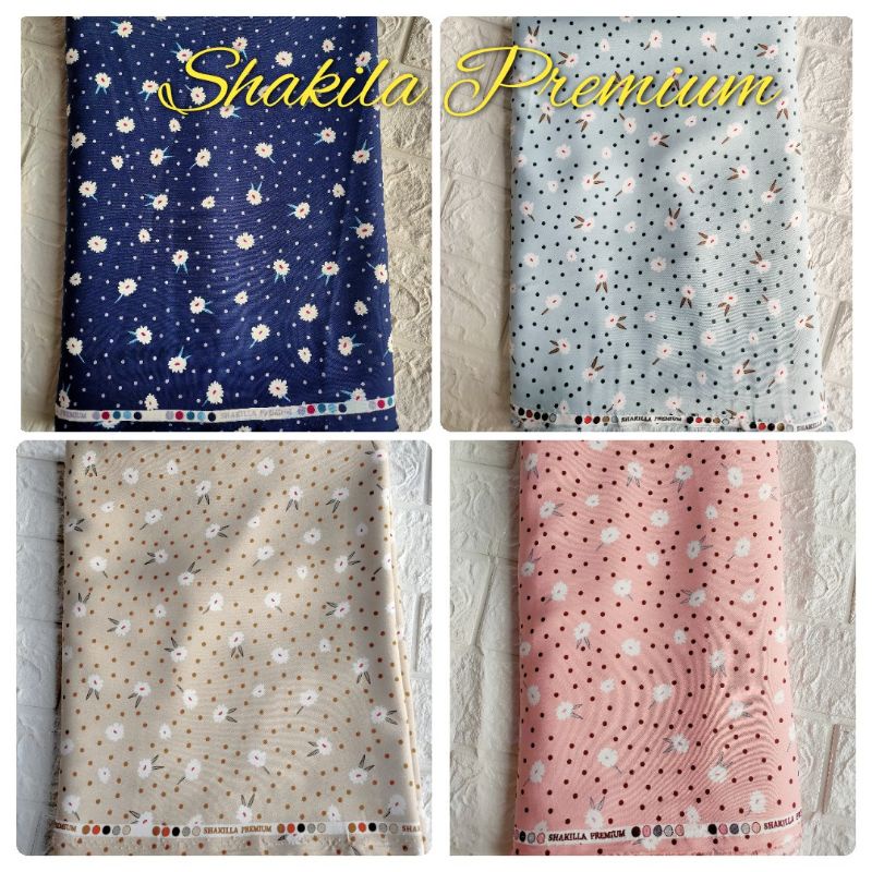 Kain Shakila Motif Polkadot Bunga Little Sun n Daun in the moon harga setengah meter