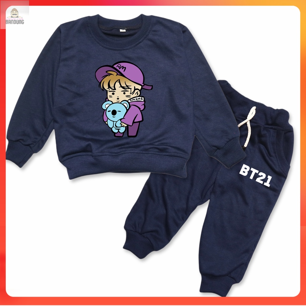 Brs Kids - Setelan Anak Joger BT21 BTS Koya RM - Set Sweater & Joger Anak BT21 Koya RM