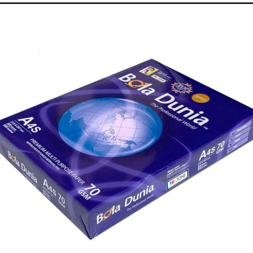 

Kertas A4s Bola Dunia 70gram