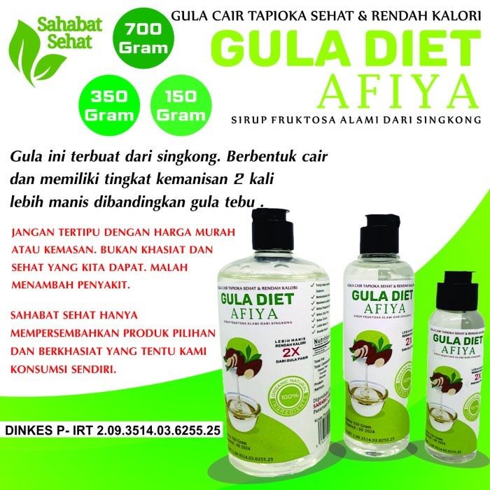 

GULA DIET AFIYA 350 Gram 1/3 Kg Fruktosa Singkong Cair Mirip Gulakong