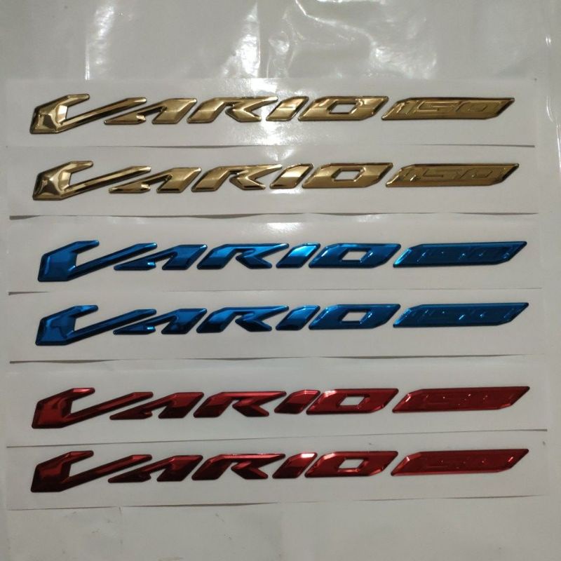 Emblem Vario 150 Original (Gold - Biru & Merah) 2 Pcs