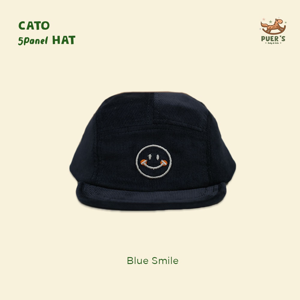 TOPI ANAK  (FIVE PANEL ANAK / 5PANEL ANAK) KIDS HAT PUER'S CATO HAT-BLUE SMILE