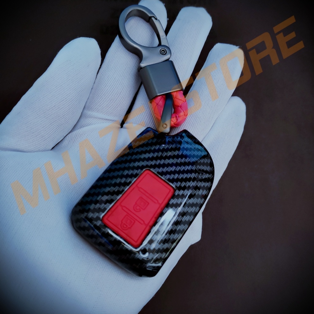 gantungan kunci sarung cover case casing remote keyless mobil toyota yaris vios model carbon