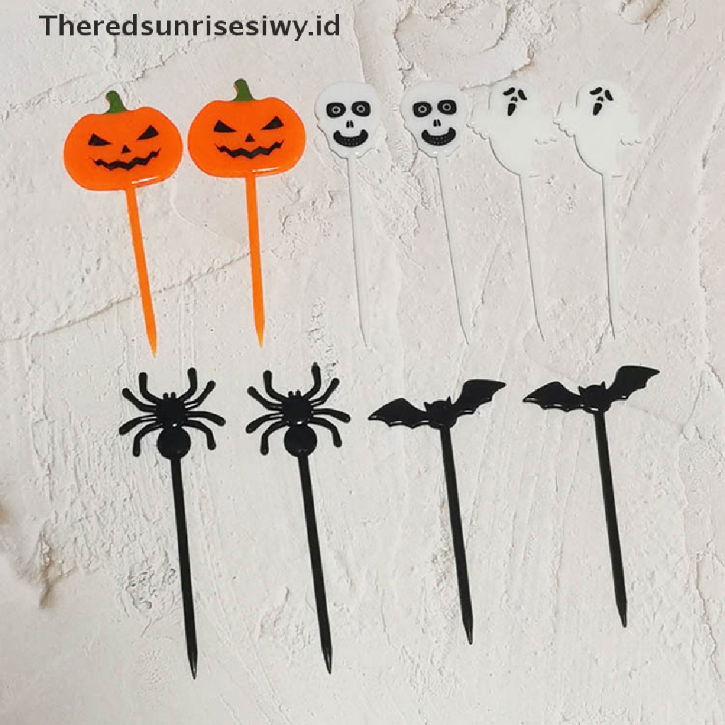 # Alat Pemotong Buah # 10pcs / set Tusuk Gigi Desain Kartun Untuk Halloween