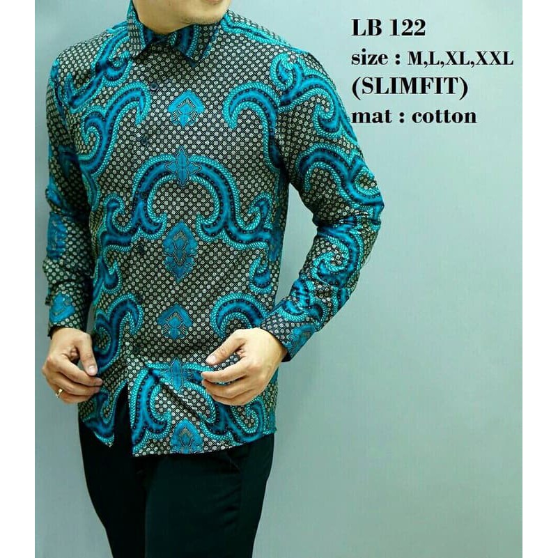 KEMEJA BATIK PRIA SLIM FIT MEWAH LB122