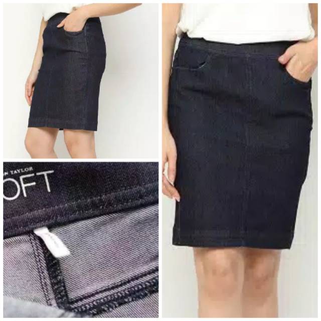 Minioutlet Loft skirt woman denim strech bottom pencil rok span navy jeans