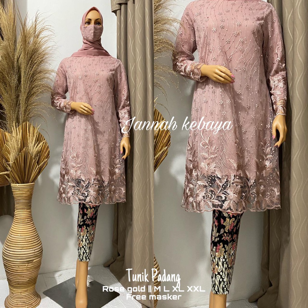 JAN&gt; SET KEBAYA TUNIK PADANG - KEBAYA MODERN MEWAH - BAJU KEBAYA  - PAKAIAN WANITA MODERN KEBAYA