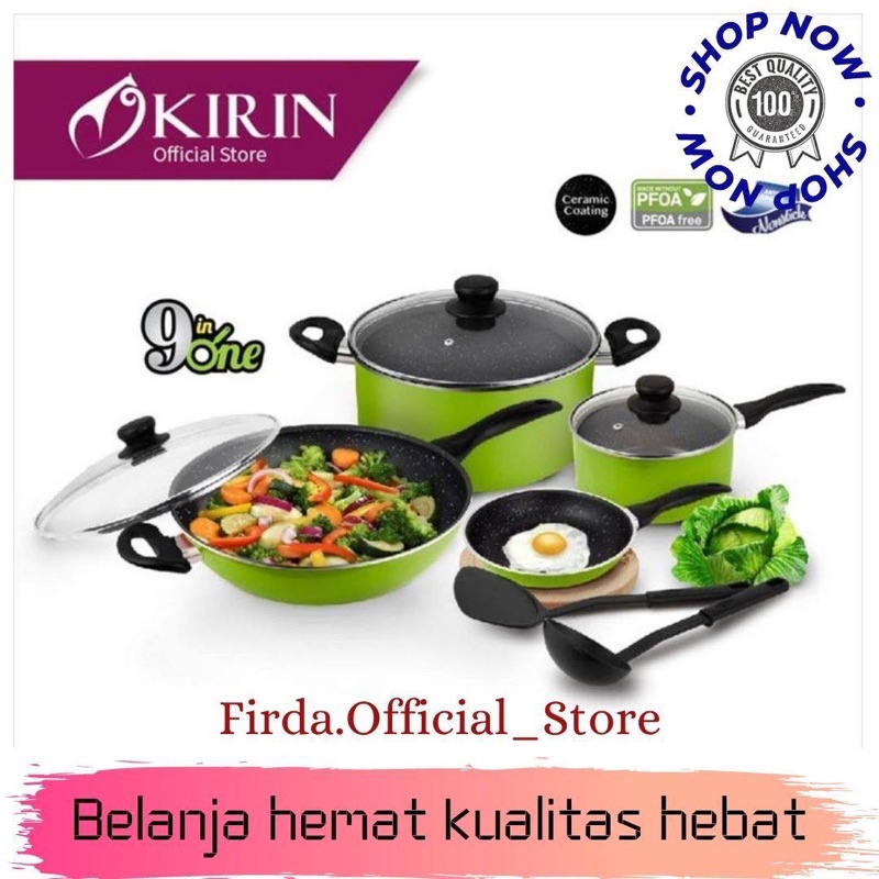 KIRIN SASANDO FAMILY SET COOKWARE 9 IN 1 PAKET PERALATAN  MASAK