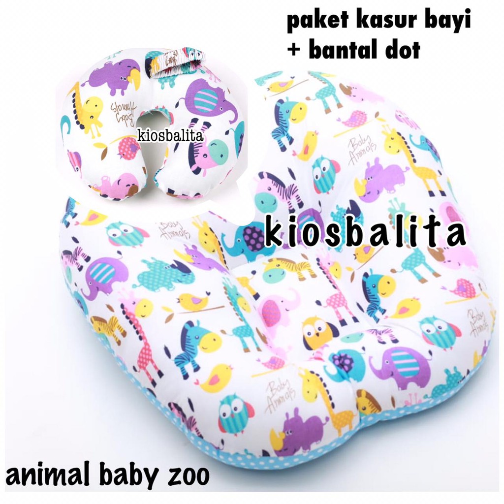 PAKET KASUR BAYI 2in1 MULTIFUNGSI SOFA BAYI + BANTAL DOT BAYI ANIMAL ZOO