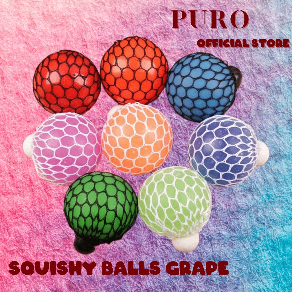 Anak Mainan Squishy Ball Bola Anggur Pencet Anti Stress / Squisy Deluxe Mesh Ball Dekompresi